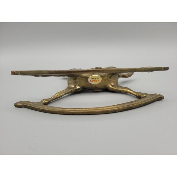 Vintage Brass Rocking Horse Figurine Made In Korea Equestrian Nursing Room Decor - Picture 5 of 7